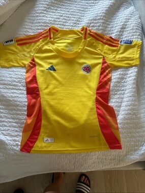 adidas Yellow and Red Kids Colombia Soccer Jersey